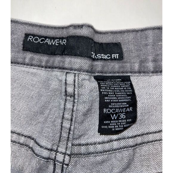 Rocawear Jeans Mens 34x30 Gray Classic Fit Loose Flap Pockets Dark Wash Tag 36 - Picture 7 of 10
